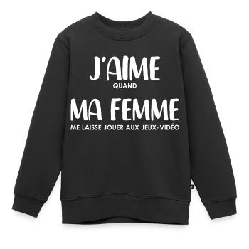 J'aime Ma Femme - Geek Jeux Vidéos Cadeau - Sweat Premium enfant bio - noir - Devant - AI Model Kid Female (0cm)