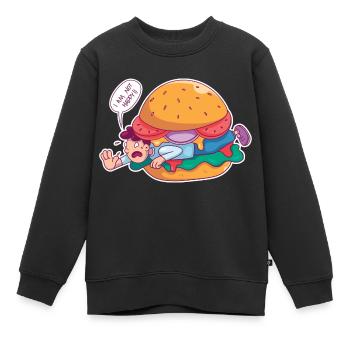 Burger essen Zutat Männer Burger essen Zutat Männe - Kinder Premium Organic Sweatshirt - Schwarz - Vorne - AI Model Kid Female (0cm)