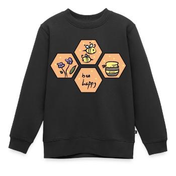 Wabe. Biene - Kinder Premium Organic Sweatshirt - Schwarz - Vorne - AI Model Kid Female (0cm)