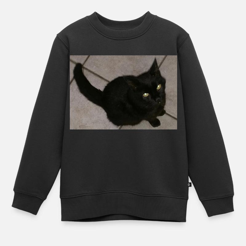 Chat noir - Sweat Premium enfant bio - noir