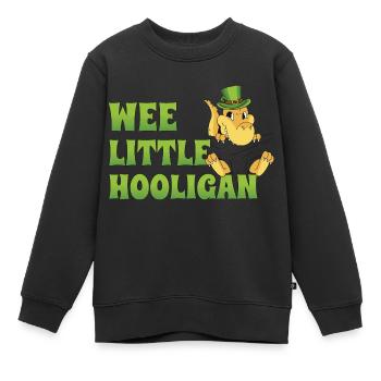 Wee Little Hooligan T-Rex Dinosaurier St Patrick Tag - Kinder Premium Organic Sweatshirt - Schwarz - Vorne - AI Model Kid Female (0cm)