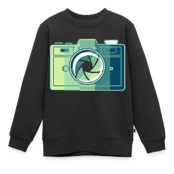 Retro-Filmkamera - Kinder Premium Organic Sweatshirt - Schwarz - Vorne - AI Model Kid Female (0cm)