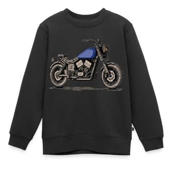 Chopper als Oldtimer Motorrad in Pixelart - Kinder Premium Organic Sweatshirt - Schwarz - Vorne - AI Model Kid Female (0cm)