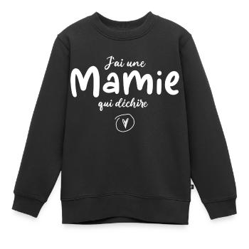 J`ai une Mamie qui déchire - Sweat Premium enfant bio - noir - Devant - AI Model Kid Female (0cm)