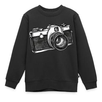 Appareil photo, Appareil photo vintage, Ancien appareil photo, Ancien - Sweat Premium enfant bio - noir - Devant - AI Model Kid Female (0cm)