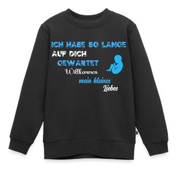 Je t'ai tant attendu BLU WE - Sweat Premium enfant bio - noir - Devant - AI Model Kid Female (0cm)
