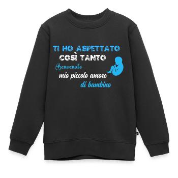 Je t'ai tant attendu BLU WE - Sweat Premium enfant bio - noir - Devant - AI Model Kid Female (0cm)