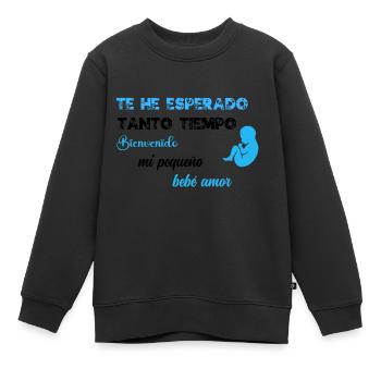 Je t'ai tant attendu BLU BLK - Sweat Premium enfant bio - noir - Devant - AI Model Kid Female (0cm)