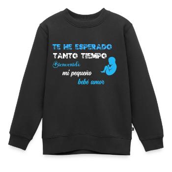Je t'ai tant attendu BLU WE - Sweat Premium enfant bio - noir - Devant - AI Model Kid Female (0cm)
