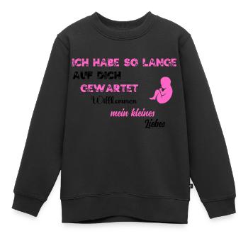 Je t'ai tant attendu PNK BLK - Sweat Premium enfant bio - noir - Devant - AI Model Kid Female (0cm)