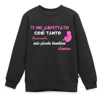 Je t'ai tant attendu PNK WE - Sweat Premium enfant bio - noir - Devant - AI Model Kid Female (0cm)