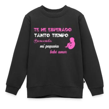 Je t'ai tant attendu PNK WE - Sweat Premium enfant bio - noir - Devant - AI Model Kid Female (0cm)