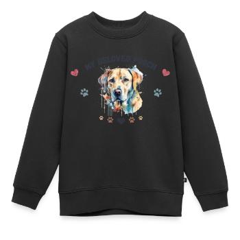 Mein G1 BLK Love Pooch - Kinder Premium Organic Sweatshirt - Schwarz - Vorne - AI Model Kid Female (0cm)