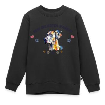 Mon toutou d'amour GR2 BLK - Sweat Premium enfant bio - noir - Devant - AI Model Kid Female (0cm)