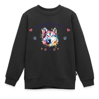 Mon toutou d'amour G5 BLK - Sweat Premium enfant bio - noir - Devant - AI Model Kid Female (0cm)