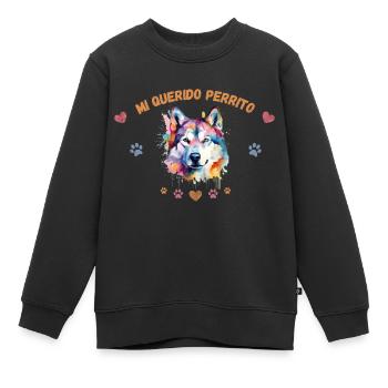 Mon toutou d'amour G5 WE - Sweat Premium enfant bio - noir - Devant - AI Model Kid Female (0cm)
