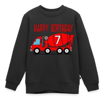 Betonmischer Happy Birthday 7 - Kinder Premium Organic Sweatshirt - Schwarz - Vorne - AI Model Kid Female (0cm)