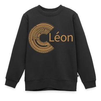 For Léon - Kids Premium Organic Sweatshirt - black - Front - AI Model Kid Female (0cm)