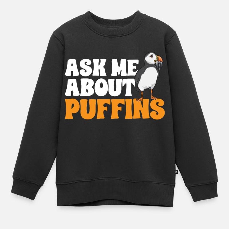macareux macareux moines oiseaux Lunde - Sweat Premium enfant bio - noir