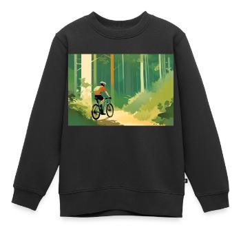 VTT Cyclisme - Sweat Premium enfant bio - noir - Devant - AI Model Kid Female (0cm)