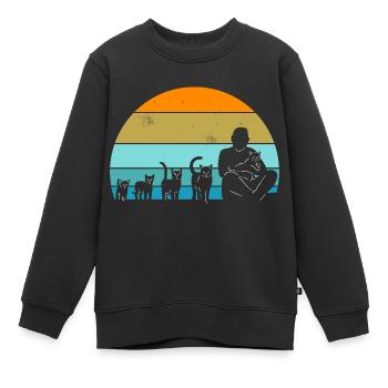 Cat Evolution - Kids Premium Organic Sweatshirt - black - Front - AI Model Kid Female (0cm)