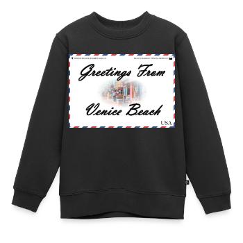 Carte postale souvenir de Venice Beach - Sweat Premium enfant bio - noir - Devant - AI Model Kid Female (0cm)