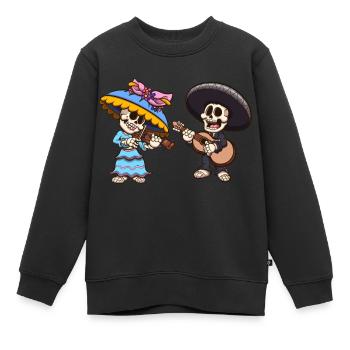 Mexikanische Mariachi und Catrina Skelette - Kinder Premium Organic Sweatshirt - Schwarz - Vorne - AI Model Kid Female (0cm)