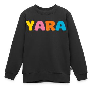 Name - Yara - Kinder Premium Organic Sweatshirt - Schwarz - Vorne - AI Model Kid Female (0cm)