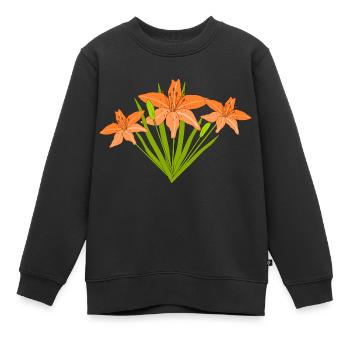 Nénuphars de feu - Sweat Premium enfant bio - noir - Devant - AI Model Kid Female (0cm)