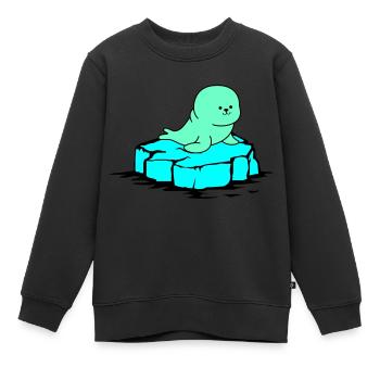 Phoque banquise - Sweat Premium enfant bio - noir - Devant - AI Model Kid Female (0cm)