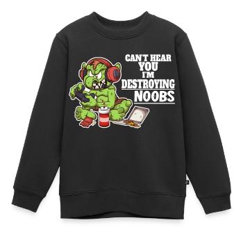 Ich kann dich nicht hören, ich zerstöre Noobs - Kinder Premium Organic Sweatshirt - Schwarz - Vorne - AI Model Kid Female (0cm)