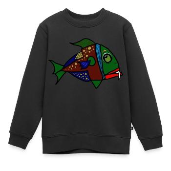 fisch anglerfisch - Kinder Premium Organic Sweatshirt - Schwarz - Vorne - AI Model Kid Female (0cm)