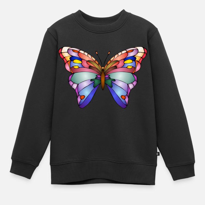 Schmetterling - Kinder Premium Organic Sweatshirt - Schwarz