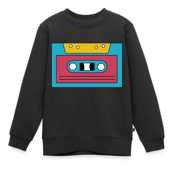 Kassette - Kinder Premium Organic Sweatshirt - Schwarz - Vorne - AI Model Kid Female (0cm)
