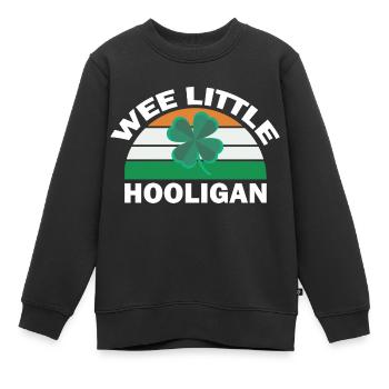 St. Patricks Day Kleiner Hooligan Lustig - Kinder Premium Organic Sweatshirt - Schwarz - Vorne - AI Model Kid Female (0cm)