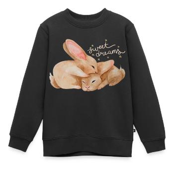 Lapins câlins - Sweat Premium enfant bio - noir - Devant - AI Model Kid Female (0cm)