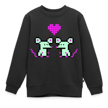 Souris Pixel - Sweat Premium enfant bio - noir - Devant - AI Model Kid Female (0cm)