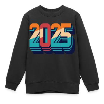 2025 - Kinder Premium Organic Sweatshirt - Schwarz - Vorne - AI Model Kid Female (0cm)