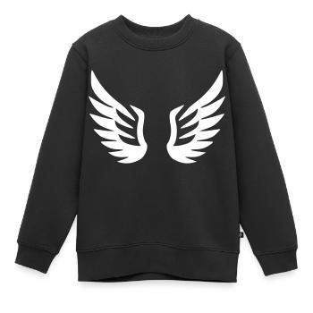 Engel Flügel Symbol Wappen Piktogramm Vektor - Kinder Premium Organic Sweatshirt - Schwarz - Vorne - AI Model Kid Female (0cm)
