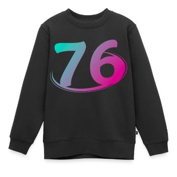 Nummer 76 mehrfarbig - Kinder Premium Organic Sweatshirt - Schwarz - Vorne - AI Model Kid Female (0cm)