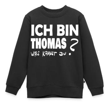 Gift for Thomas - Kids Premium Organic Sweatshirt - black - Front - AI Model Kid Female (0cm)