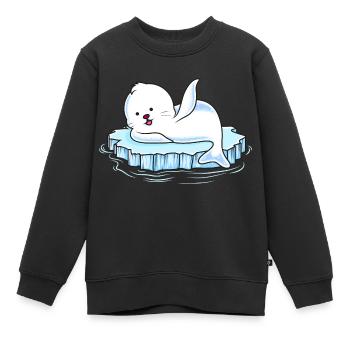 robbe eisscholle comic - Kinder Premium Organic Sweatshirt - Schwarz - Vorne - AI Model Kid Female (0cm)