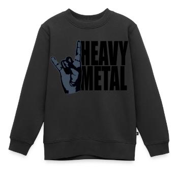 Heavy Metal Rock Musique Cors Geste Main Texte Logo - Sweat Premium enfant bio - noir - Devant - AI Model Kid Female (0cm)