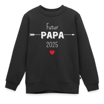 Futur papa 2025 - Sweat Premium enfant bio - noir - Devant - AI Model Kid Female (0cm)