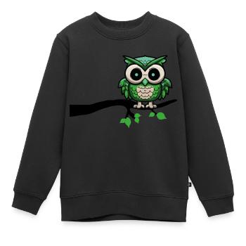 hibou hibou hibou hibou hibou de nuit - Sweat Premium enfant bio - noir - Devant - AI Model Kid Female (0cm)
