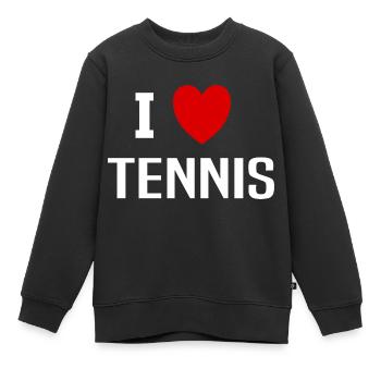 Ich liebe Tennis - Kinder Premium Organic Sweatshirt - Schwarz - Vorne - AI Model Kid Female (0cm)