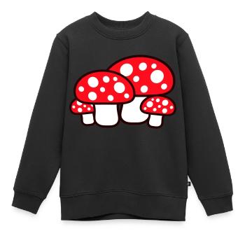 De nombreux champignons points rouges motif champignon champignon - Sweat Premium enfant bio - noir - Devant - AI Model Kid Female (0cm)