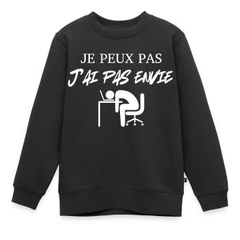 je peux pas j'ai pas envie - Sweat Premium enfant bio - noir - Devant - AI Model Kid Female (0cm)