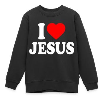 I love jesus - Kinder Premium Organic Sweatshirt - Schwarz - Vorne - AI Model Kid Female (0cm)