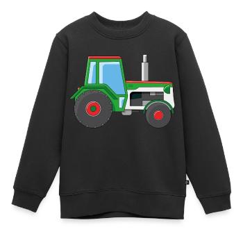 Tracteur vert - Sweat Premium enfant bio - noir - Devant - AI Model Kid Female (0cm)